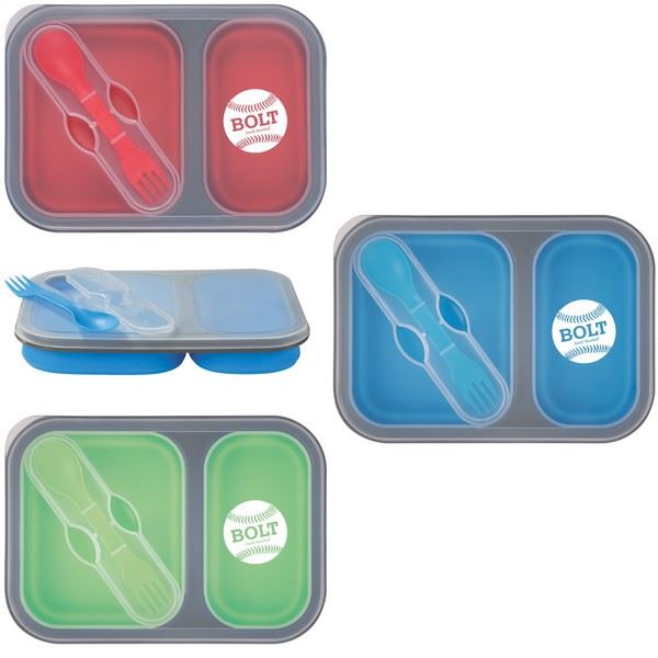 HH2121 Collapsible 2-Section Food Container With Custom Imprint